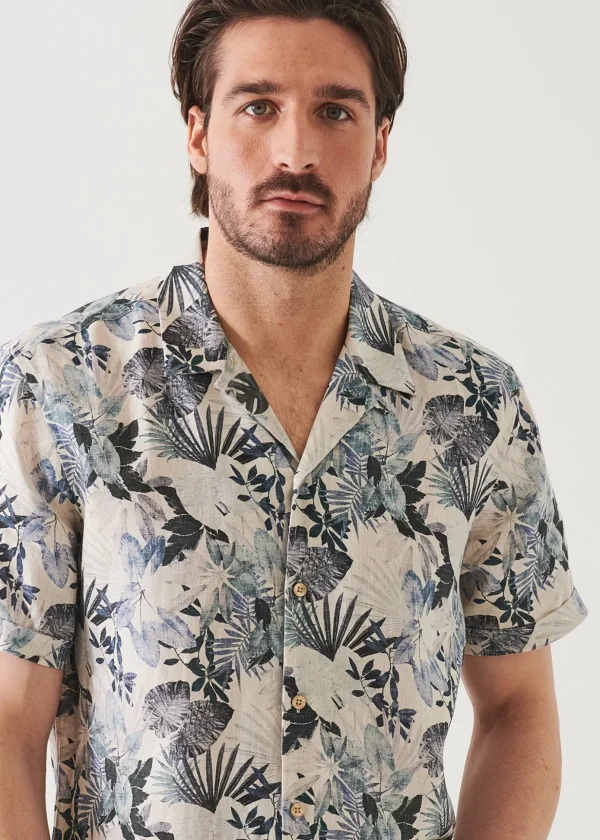 Tropical Print Linen Shirt