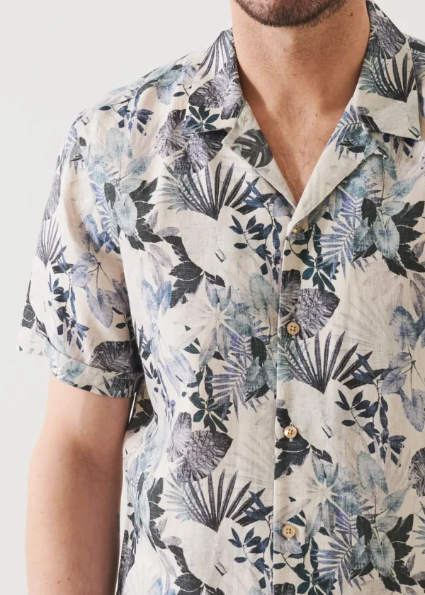 Tropical Print Linen Shirt