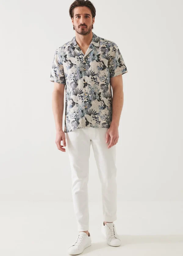 Tropical Print Linen Shirt