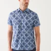 Watercolour Print Cotton Short Sleeve Shirt