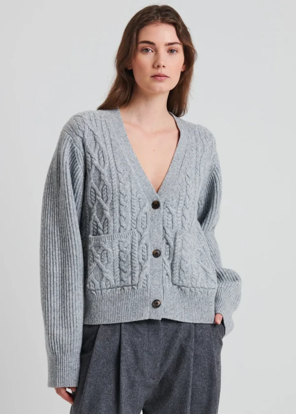 Wool Blend Cable Cardigan