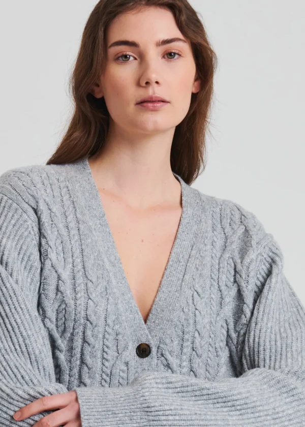 Wool Blend Cable Cardigan