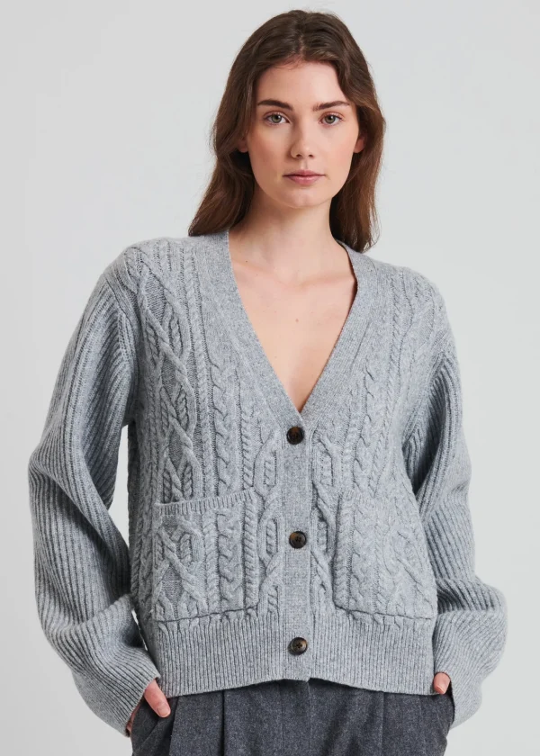 Wool Blend Cable Cardigan