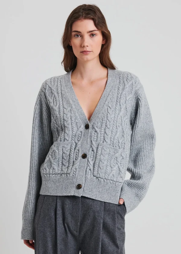 Wool Blend Cable Cardigan