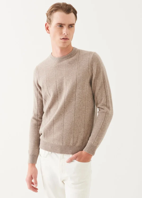 Wool Cashmere Blend Drop Needle Crewneck