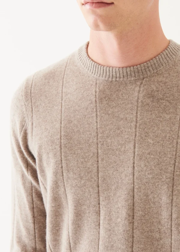 Wool Cashmere Blend Drop Needle Crewneck