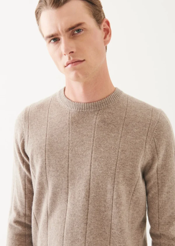 Wool Cashmere Blend Drop Needle Crewneck