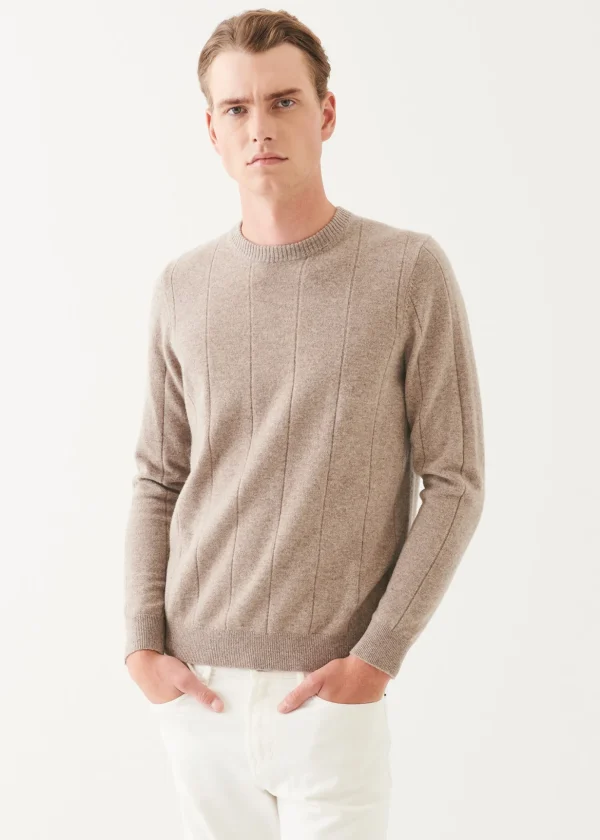 Wool Cashmere Blend Drop Needle Crewneck