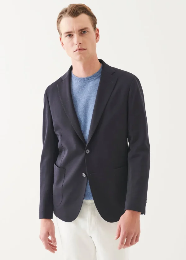 Wool Cotton Blend Knit Blazer