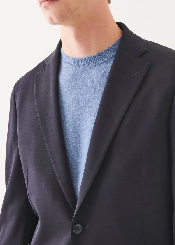 Wool Cotton Blend Knit Blazer