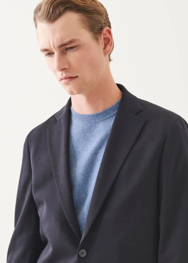 Wool Cotton Blend Knit Blazer