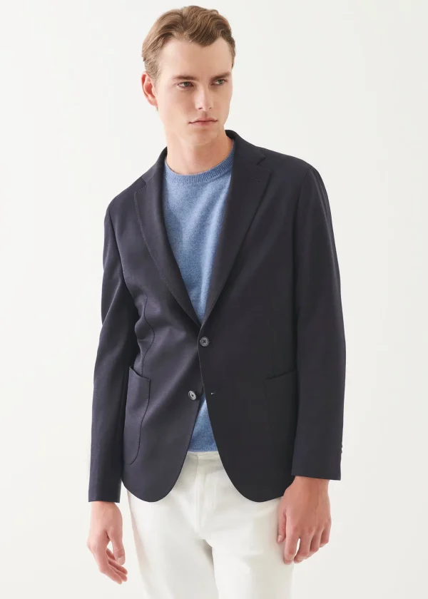 Wool Cotton Blend Knit Blazer