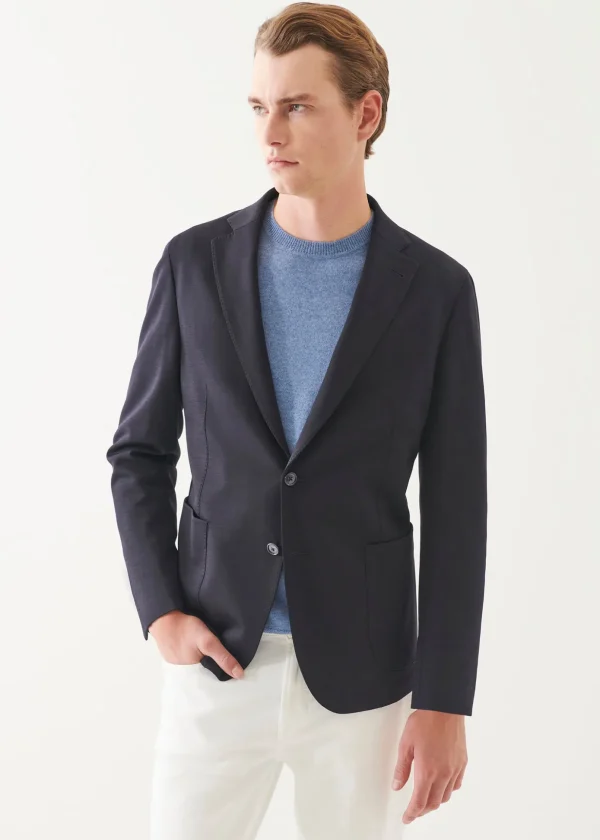 Wool Cotton Blend Knit Blazer