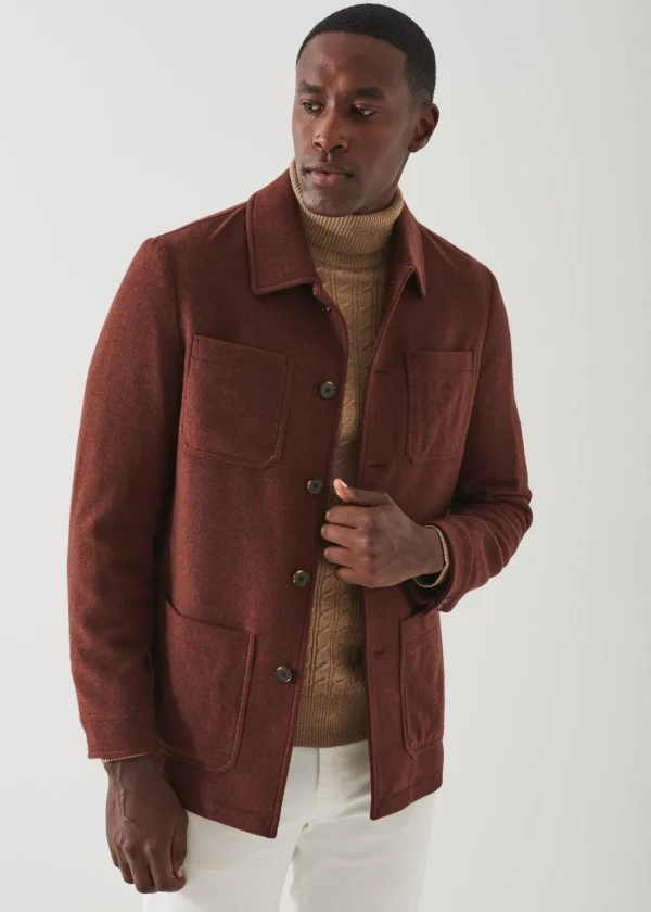 Wool Patch Pocket Shirt Jacket