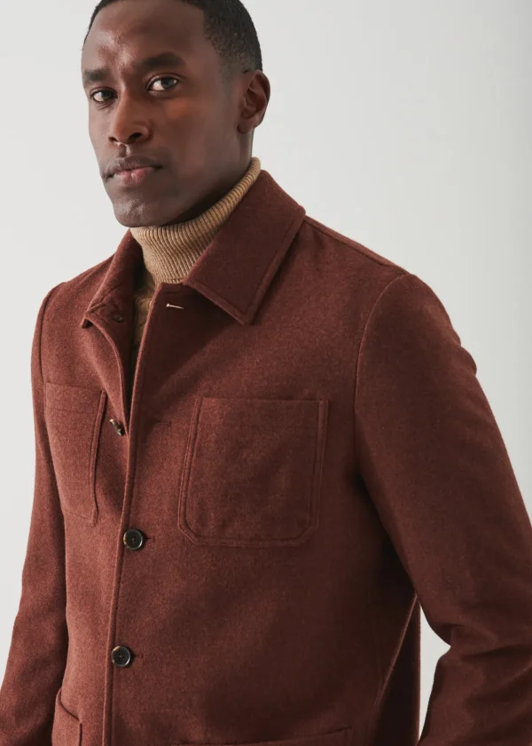 Wool Patch Pocket Shirt Jacket