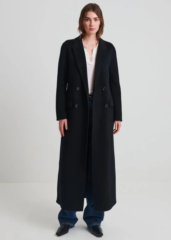 Wool/Cashmere Long Double Breasted Coat