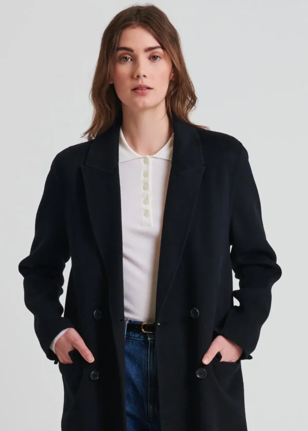 Wool/Cashmere Long Double Breasted Coat