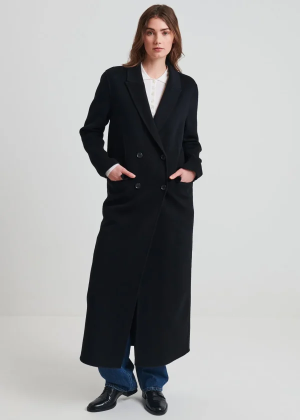 Wool/Cashmere Long Double Breasted Coat