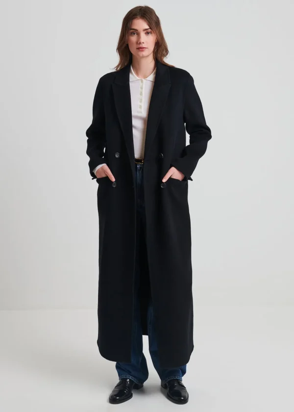 Wool/Cashmere Long Double Breasted Coat