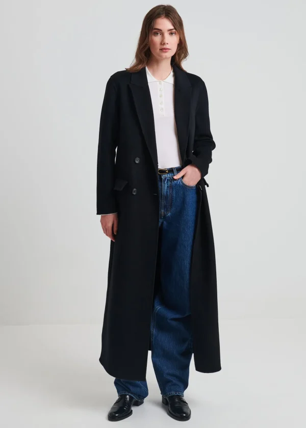 Wool/Cashmere Long Double Breasted Coat