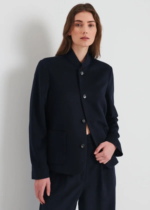 Wool/Cashmere Mandarin Collar Jacket