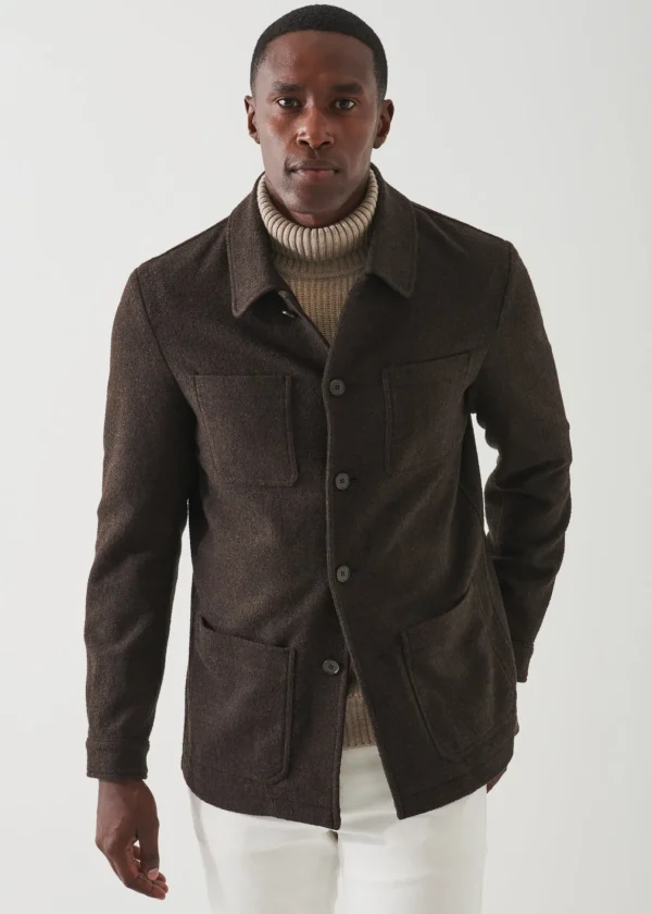 Wool-Silk Blend Shirt Jacket