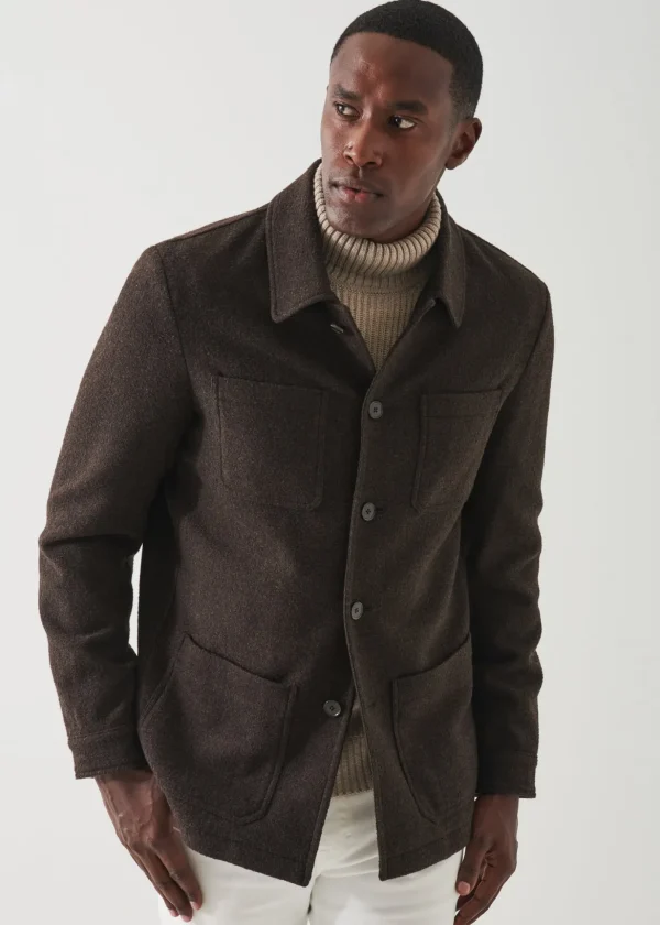 Wool-Silk Blend Shirt Jacket